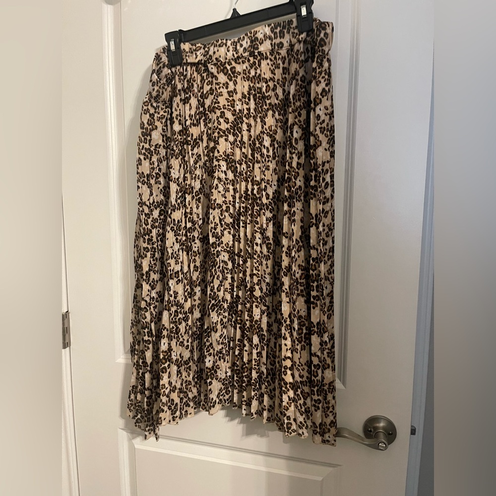 Lane Bryant Beige and Brown Leopard Print Maxi Skirt